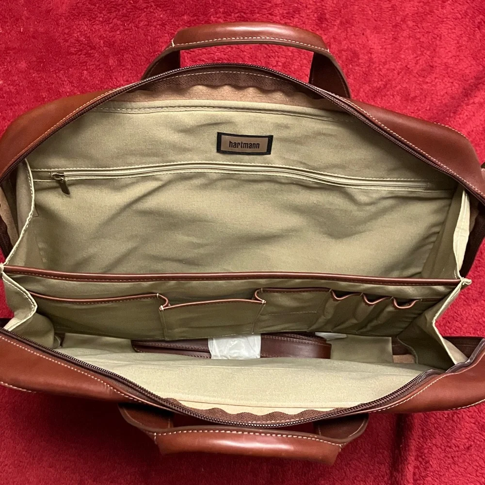 Alliance Collection Leather Briefcase/Attache w Shoulder Strap, Light Brown